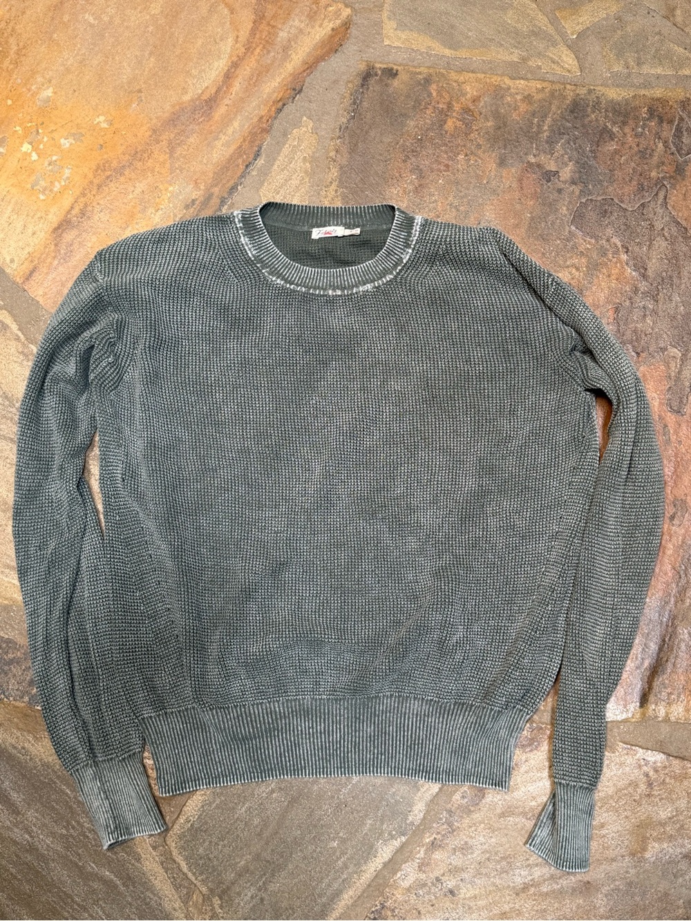 Free People We The Free S Washed Green Crewneck Knit Sweater
